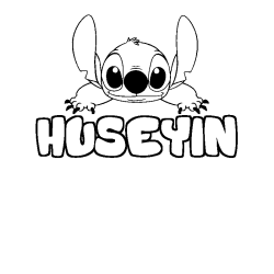 Coloriage prénom HUSEYIN - décor Stitch