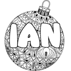Coloriage pr&eacute;nom IAN - d&eacute;cor Boule de No&euml;l