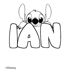 Coloriage pr&eacute;nom IAN - d&eacute;cor Stitch