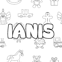 Coloriage prénom IANIS - décor Jouets