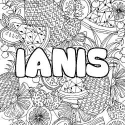 Coloriage prénom IANIS - décor Mandala fruits