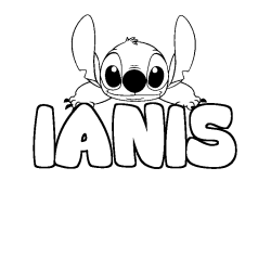 Coloriage prénom IANIS - décor Stitch