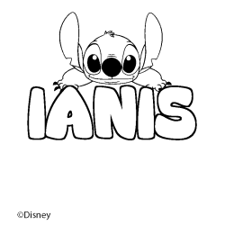 Coloriage pr&eacute;nom IANIS - d&eacute;cor Stitch