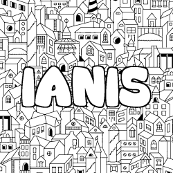 Coloriage prénom IANIS - décor Ville