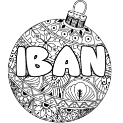 Coloriage prénom IBAN - décor Boule de Noël
