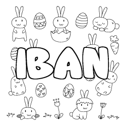 Coloriage pr&eacute;nom IBAN - d&eacute;cor Paques