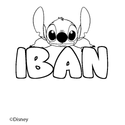 Coloriage pr&eacute;nom IBAN - d&eacute;cor Stitch
