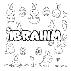 Coloriage pr&eacute;nom IBRAHIM - d&eacute;cor Paques