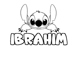 Coloriage prénom IBRAHIM - décor Stitch