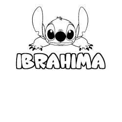 Coloriage prénom IBRAHIMA - décor Stitch