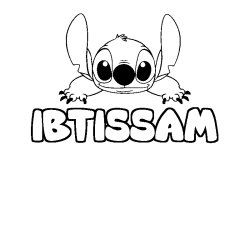 Coloriage prénom IBTISSAM - décor Stitch