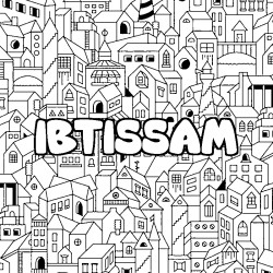 Coloriage prénom IBTISSAM - décor Ville