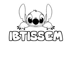 Coloriage prénom IBTISSEM - décor Stitch