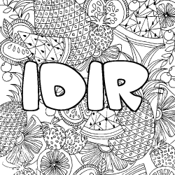 Coloriage pr&eacute;nom IDIR - d&eacute;cor Mandala fruits