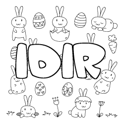 Coloriage pr&eacute;nom IDIR - d&eacute;cor Paques