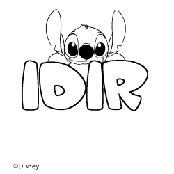 Coloriage pr&eacute;nom IDIR - d&eacute;cor Stitch