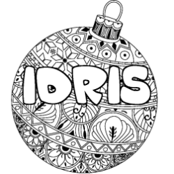 Coloriage prénom IDRIS - décor Boule de Noël