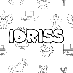 Coloriage prénom IDRISS - décor Jouets