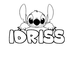 Coloriage prénom IDRISS - décor Stitch
