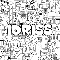 Coloriage prénom IDRISS - décor Ville