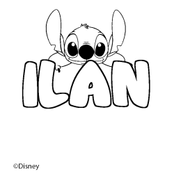 Coloriage pr&eacute;nom ILAN - d&eacute;cor Stitch