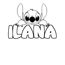 Coloriage prénom ILANA - décor Stitch