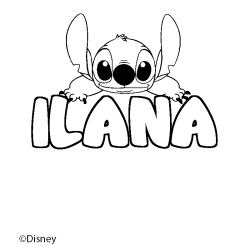 Coloriage pr&eacute;nom ILANA - d&eacute;cor Stitch