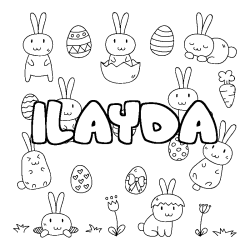 Coloriage pr&eacute;nom ILAYDA - d&eacute;cor Paques