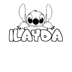 Coloriage prénom ILAYDA - décor Stitch