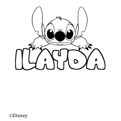 Coloriage pr&eacute;nom ILAYDA - d&eacute;cor Stitch