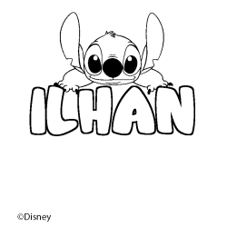 Coloriage pr&eacute;nom ILHAN - d&eacute;cor Stitch