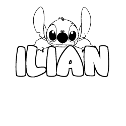 Coloriage prénom ILIAN - décor Stitch