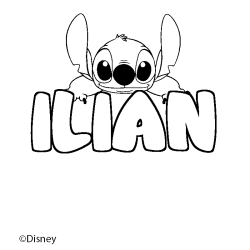 Coloriage pr&eacute;nom ILIAN - d&eacute;cor Stitch