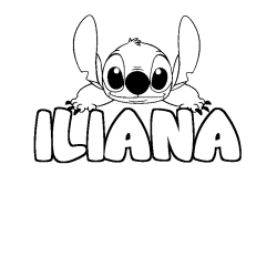 Coloriage prénom ILIANA - décor Stitch