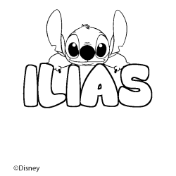 Coloriage pr&eacute;nom ILIAS - d&eacute;cor Stitch
