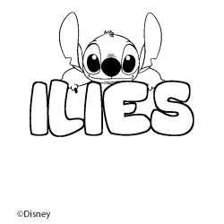 Coloriage pr&eacute;nom ILIES - d&eacute;cor Stitch
