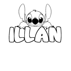 Coloriage prénom ILLAN - décor Stitch