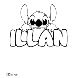 Coloriage pr&eacute;nom ILLAN - d&eacute;cor Stitch