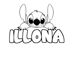 Coloriage prénom ILLONA - décor Stitch
