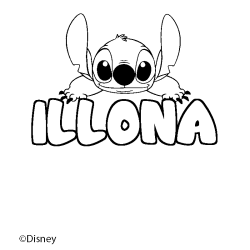 Coloriage pr&eacute;nom ILLONA - d&eacute;cor Stitch