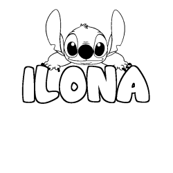 Coloriage prénom ILONA - décor Stitch