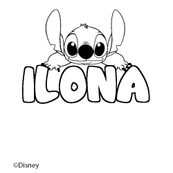 Coloriage pr&eacute;nom ILONA - d&eacute;cor Stitch