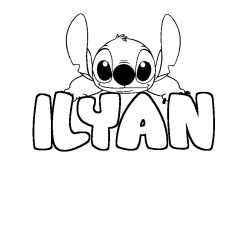 Coloriage prénom ILYAN - décor Stitch