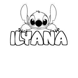 Coloriage prénom ILYANA - décor Stitch