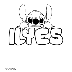 Coloriage pr&eacute;nom ILY&Egrave;S - d&eacute;cor Stitch