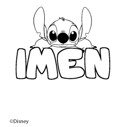 Coloriage pr&eacute;nom IMEN - d&eacute;cor Stitch