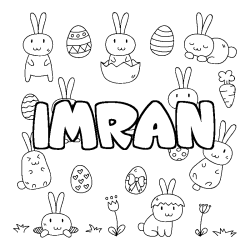 Coloriage pr&eacute;nom IMRAN - d&eacute;cor Paques