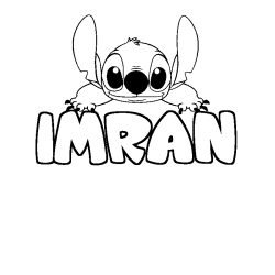Coloriage prénom IMRAN - décor Stitch