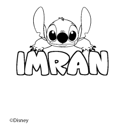 Coloriage pr&eacute;nom IMRAN - d&eacute;cor Stitch