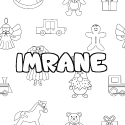 Coloriage prénom IMRANE - décor Jouets